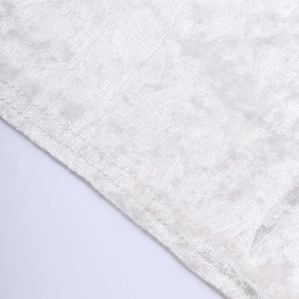 Crushed Velvet Spandex 30" Round Cocktail Table Cover White Smooth Highboy Tablecloth - Bell Racket Store