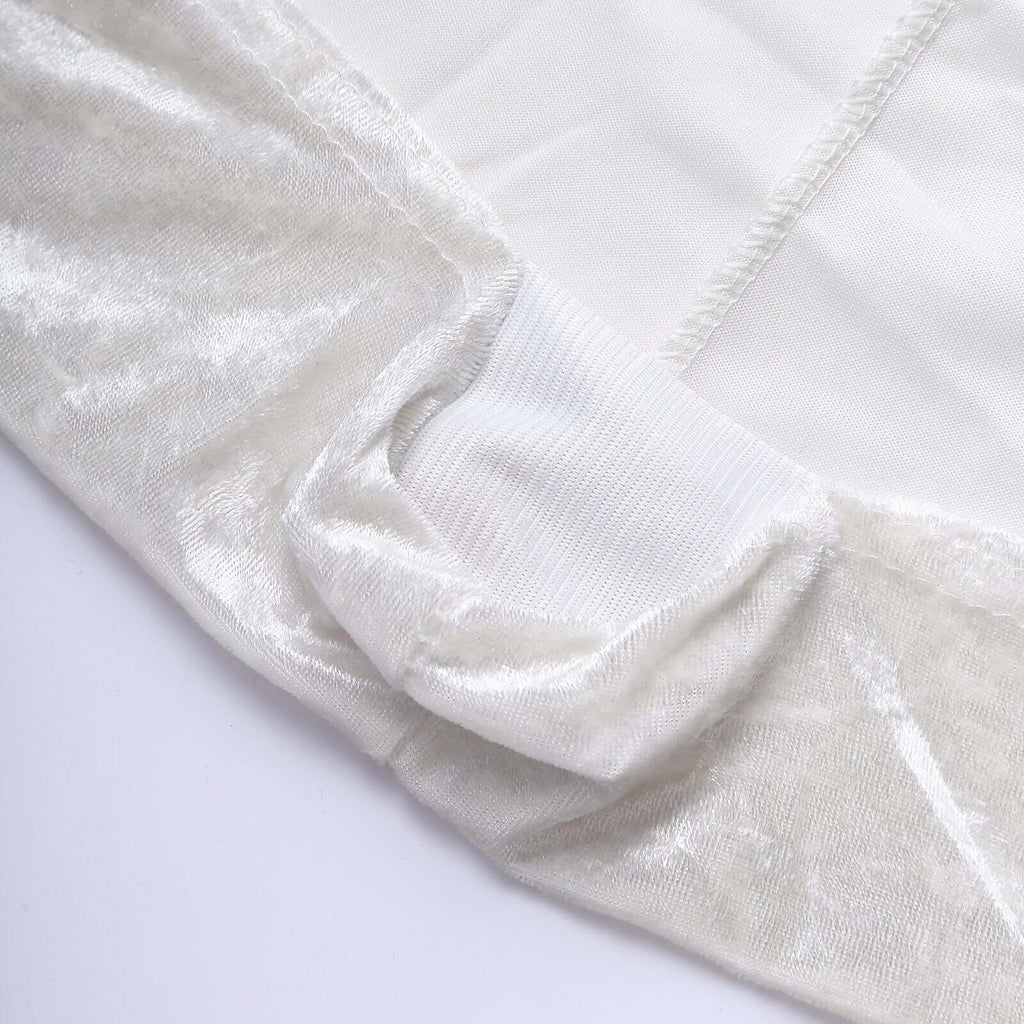 Crushed Velvet Spandex 30" Round Cocktail Table Cover White Smooth Highboy Tablecloth - Bell Racket Store