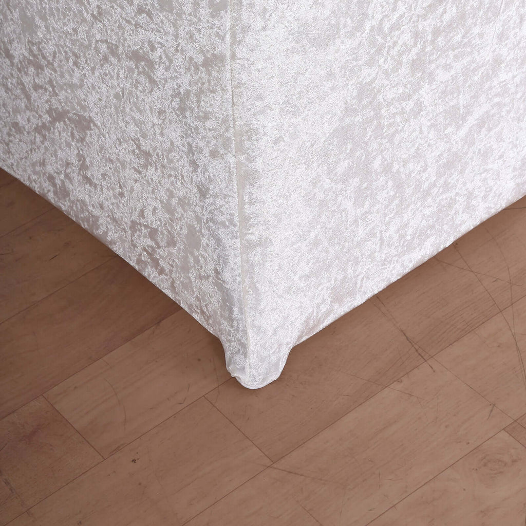 Crushed Velvet Spandex 30" Round Cocktail Table Cover White Smooth Highboy Tablecloth - Bell Racket Store