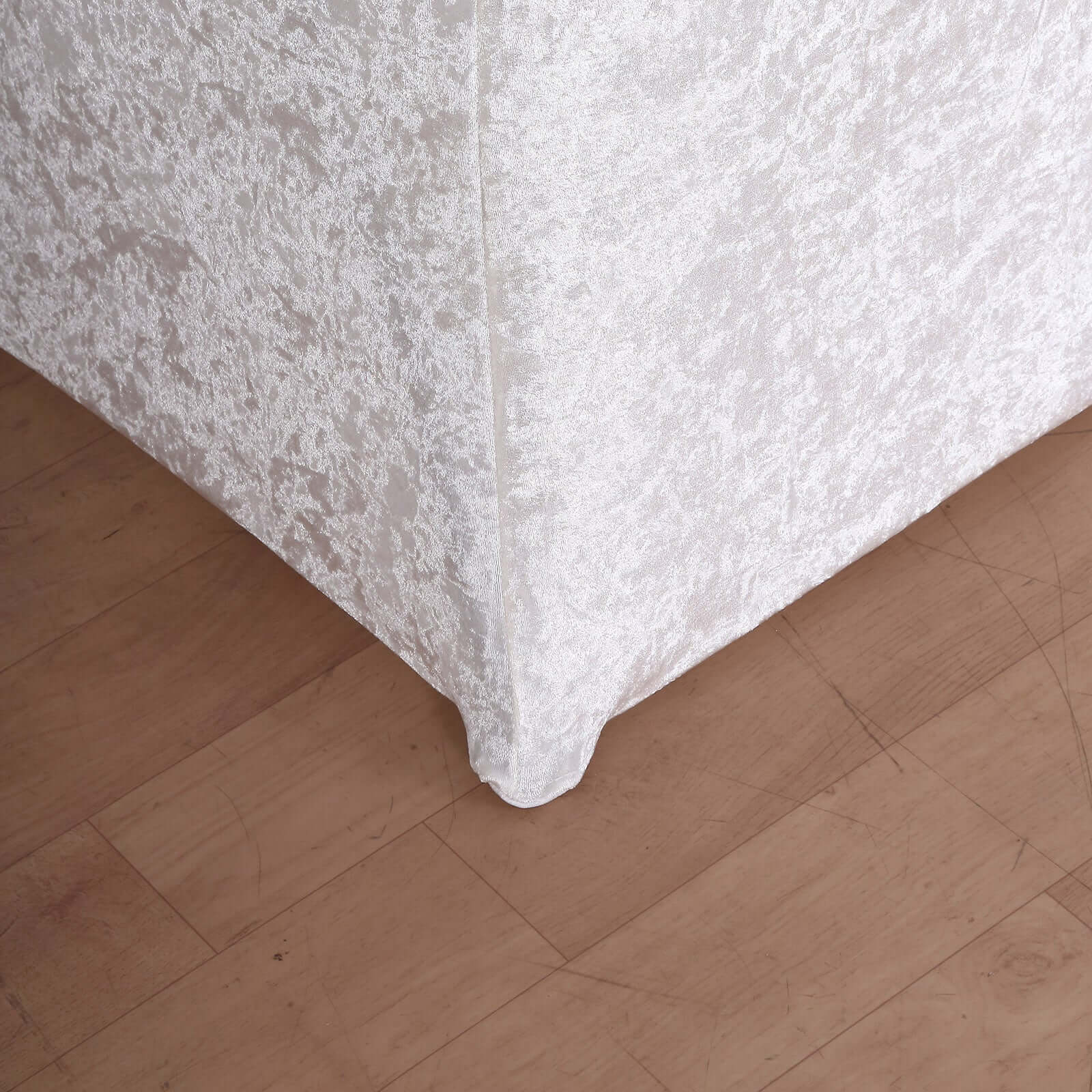 Crushed Velvet Spandex 30" Round Cocktail Table Cover White Smooth Highboy Tablecloth - Bell Racket Store