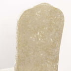 Crushed Velvet Spandex Banquet Chair Cover Fitted Slipcover Beige - Stretch 190GSM Slipcover with Foot Pockets - Bell Racket Store