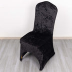 Crushed Velvet Spandex Banquet Chair Cover Fitted Slipcover Black - Stretch 190GSM Slipcover with Foot Pockets - Bell Racket Store