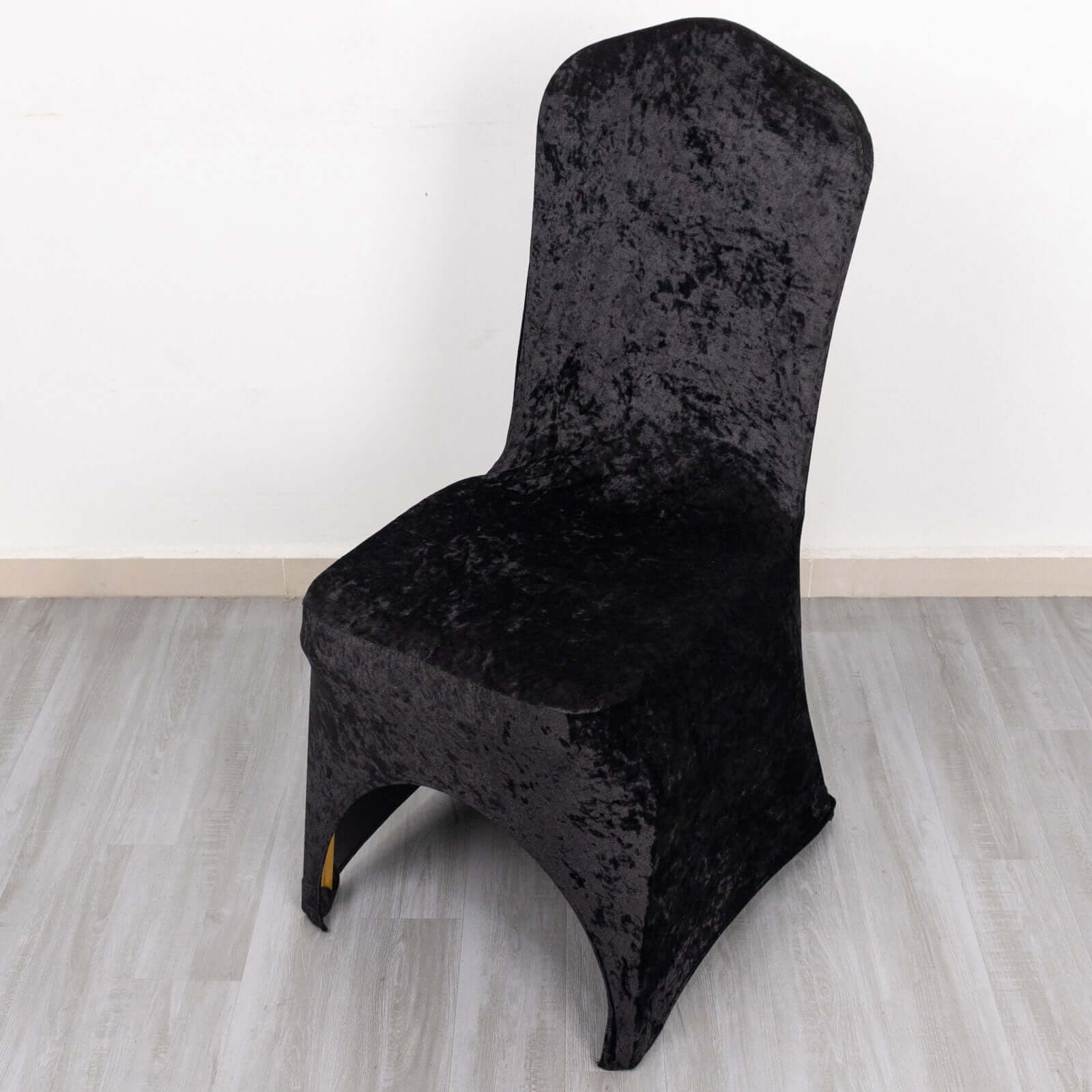 Crushed Velvet Spandex Banquet Chair Cover Fitted Slipcover Black - Stretch 190GSM Slipcover with Foot Pockets - Bell Racket Store