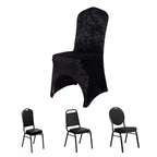 Crushed Velvet Spandex Banquet Chair Cover Fitted Slipcover Black - Stretch 190GSM Slipcover with Foot Pockets - Bell Racket Store