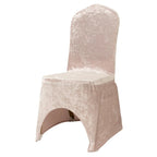 Crushed Velvet Spandex Banquet Chair Cover Fitted Slipcover Blush - Stretch 190GSM Slipcover with Foot Pockets - Bell Racket Store