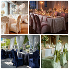 Crushed Velvet Spandex Banquet Chair Cover Fitted Slipcover Champagne - Stretch 190GSM Slipcover with Foot Pockets - Bell Racket Store