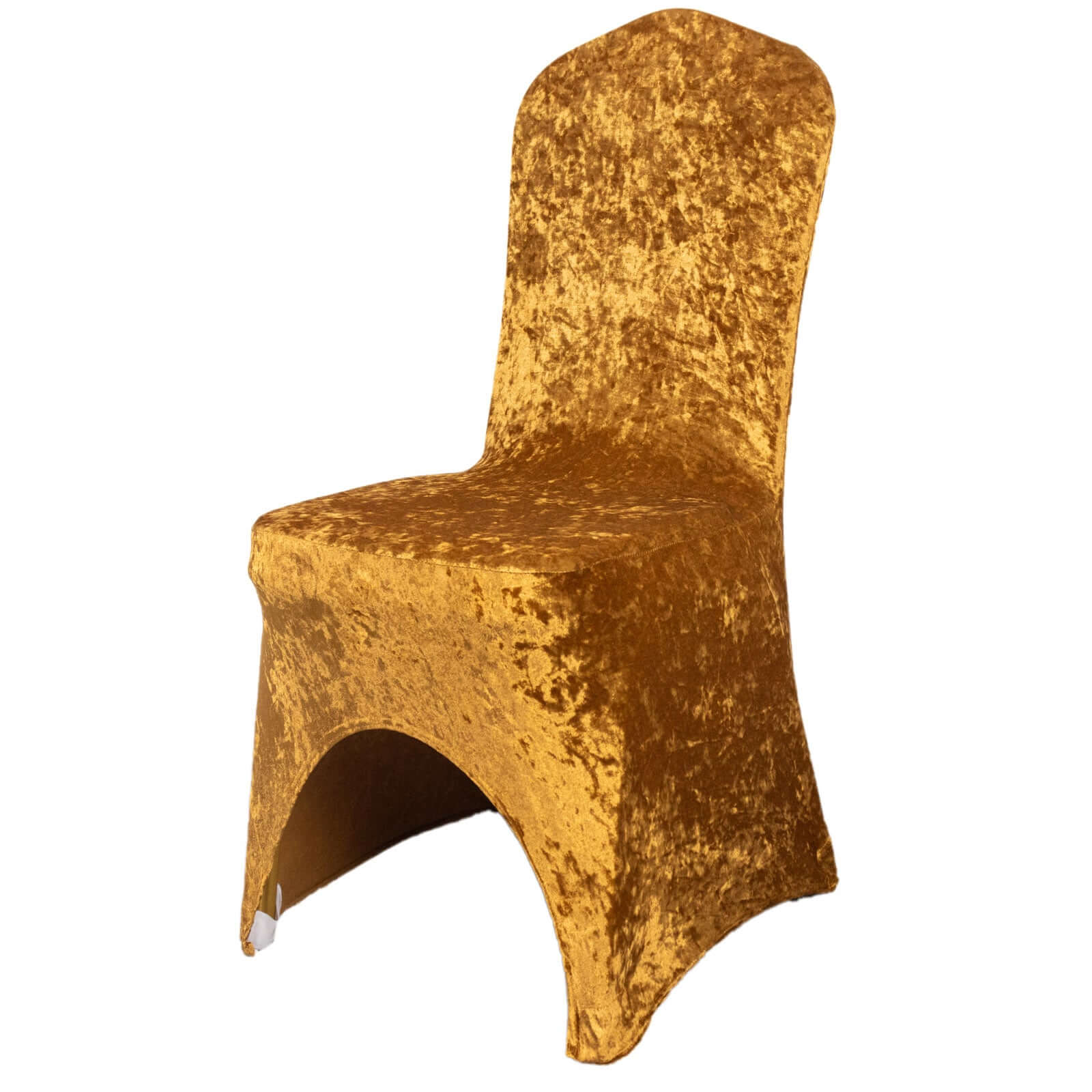 Crushed Velvet Spandex Banquet Chair Cover Fitted Slipcover Gold - Stretch 190GSM Slipcover with Foot Pockets - Bell Racket Store