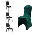 Crushed Velvet Spandex Banquet Chair Cover Fitted Slipcover Hunter Emerald Green - Stretch 190GSM Slipcover with Foot Pockets - Bell Racket Store