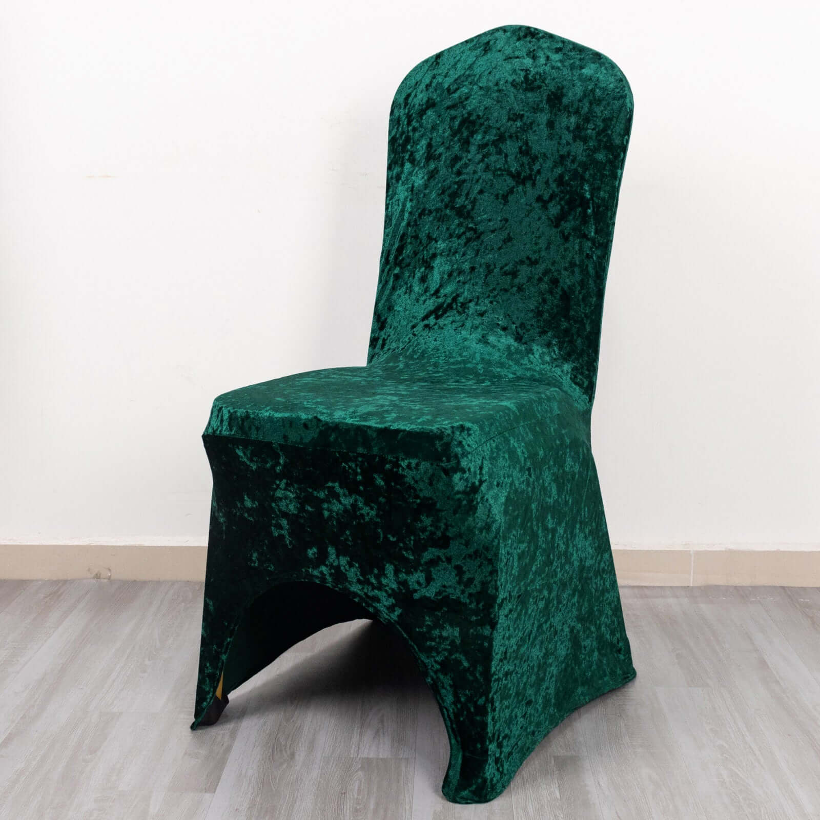 Crushed Velvet Spandex Banquet Chair Cover Fitted Slipcover Hunter Emerald Green - Stretch 190GSM Slipcover with Foot Pockets - Bell Racket Store
