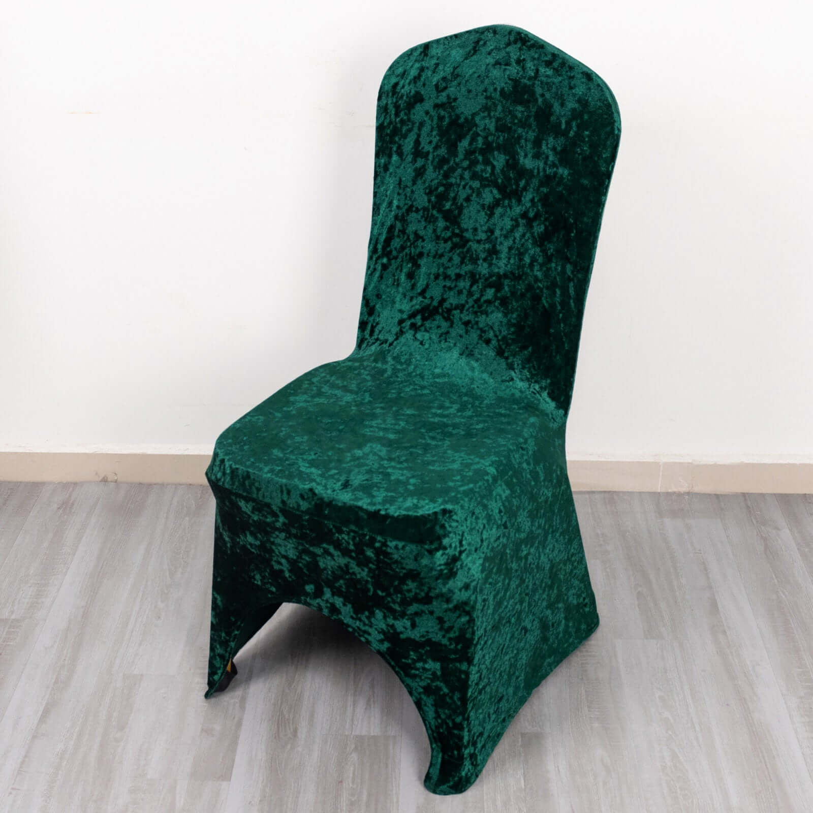 Crushed Velvet Spandex Banquet Chair Cover Fitted Slipcover Hunter Emerald Green - Stretch 190GSM Slipcover with Foot Pockets - Bell Racket Store