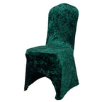 Crushed Velvet Spandex Banquet Chair Cover Fitted Slipcover Hunter Emerald Green - Stretch 190GSM Slipcover with Foot Pockets - Bell Racket Store