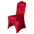 Crushed Velvet Spandex Banquet Chair Cover Fitted Slipcover Red - Stretch 190GSM Slipcover with Foot Pockets - Bell Racket Store