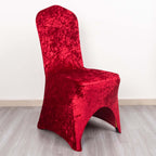 Crushed Velvet Spandex Banquet Chair Cover Fitted Slipcover Red - Stretch 190GSM Slipcover with Foot Pockets - Bell Racket Store