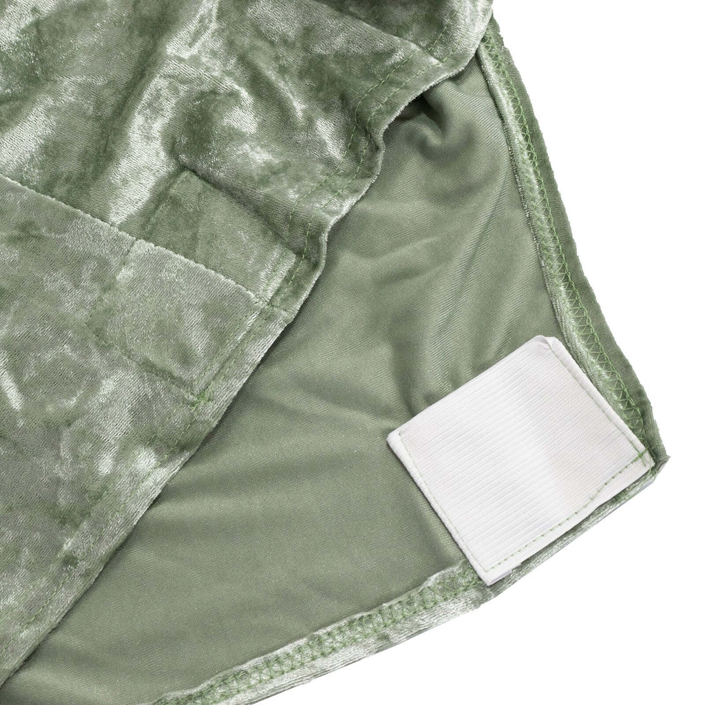 Crushed Velvet Spandex Banquet Chair Cover Fitted Slipcover Sage Green - Stretch 190GSM Slipcover with Foot Pockets - Bell Racket Store