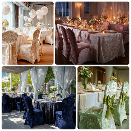 Crushed Velvet Spandex Banquet Chair Cover Fitted Slipcover White - Stretch 190GSM Slipcover with Foot Pockets for Weddings & Events - Bell Racket Store