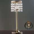 Crystal Beaded Chandelier Metal Candle Holder Gold - Sophisticated Pillar Tealight Stand 12"