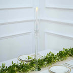 2-Pack Crystal Glass Hurricane Taper Candle Holders, Tall Decorative Candle Stands Clear Cylinder Chimney Tubes 26"