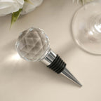 Crystal Glass Ball Metal Wine Bottle Stopper Plug Party Favor Gift Box - Clear Box, Thank You Card, and Ribbon Included - Bell Racket Store