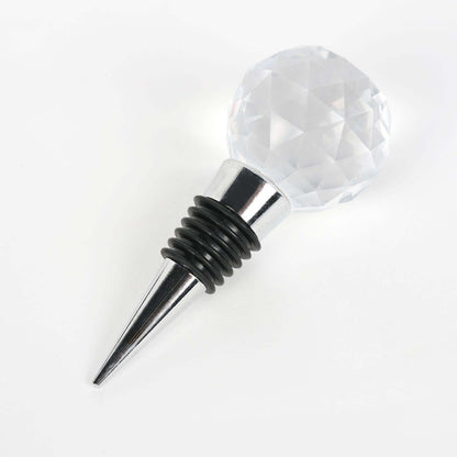 Crystal Glass Ball Metal Wine Bottle Stopper Plug Party Favor Gift Box - Clear Box, Thank You Card, and Ribbon Included - Bell Racket Store