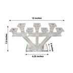 Crystal Glass Candelabra, 7 - Branch Taper Candle Stick Holder Stand Table Centerpiece With Crystal Filler and Mirror Base 12" - Bell Racket Store