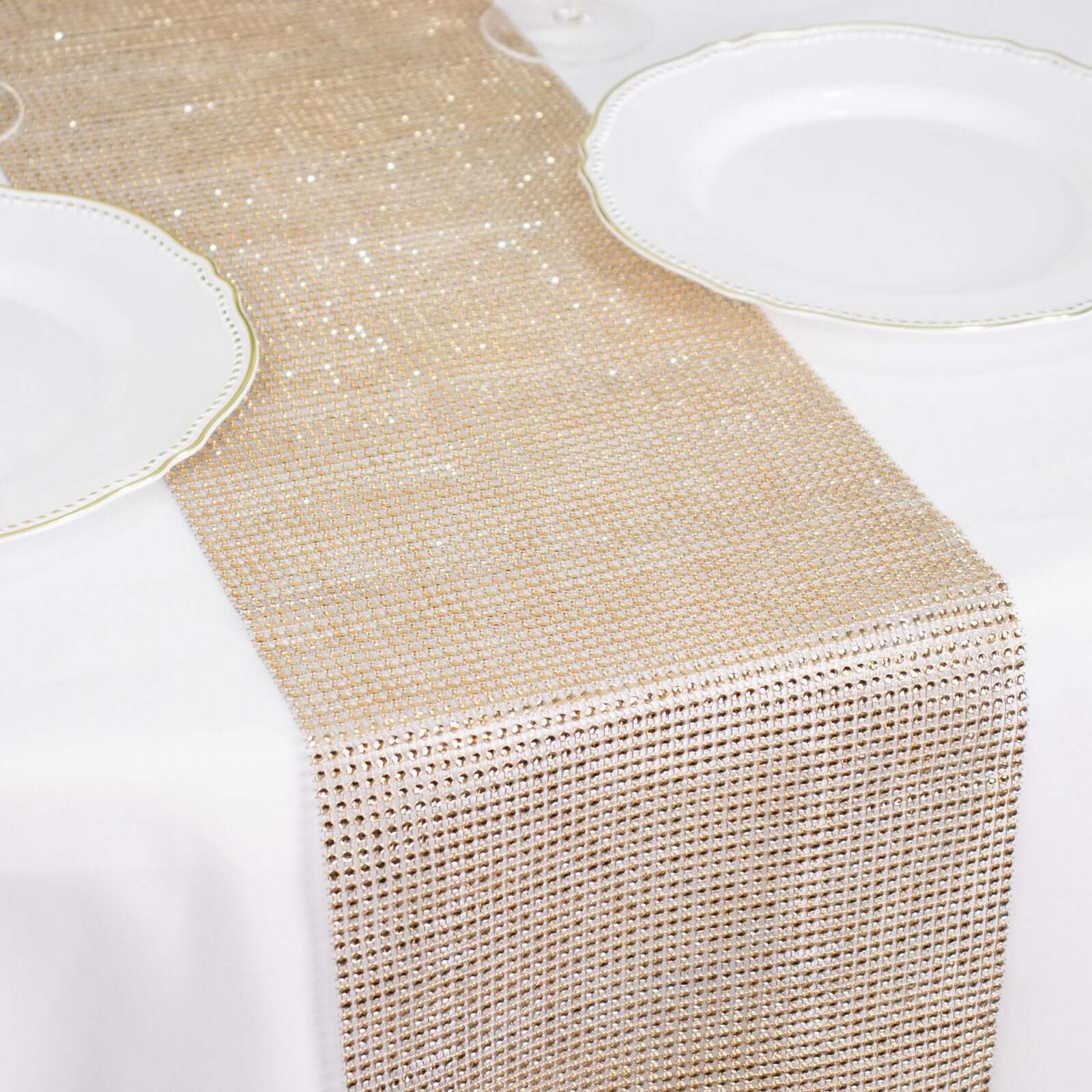 Crystal Rhinestone 10"x108" Table Runner Champagne - Chic Diamond Accent - Bell Racket Store