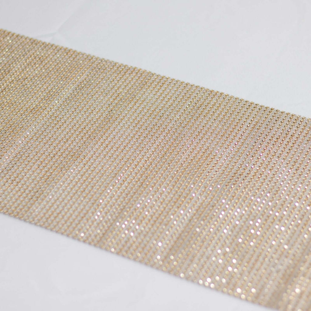 Crystal Rhinestone 10"x108" Table Runner Champagne - Chic Diamond Accent - Bell Racket Store