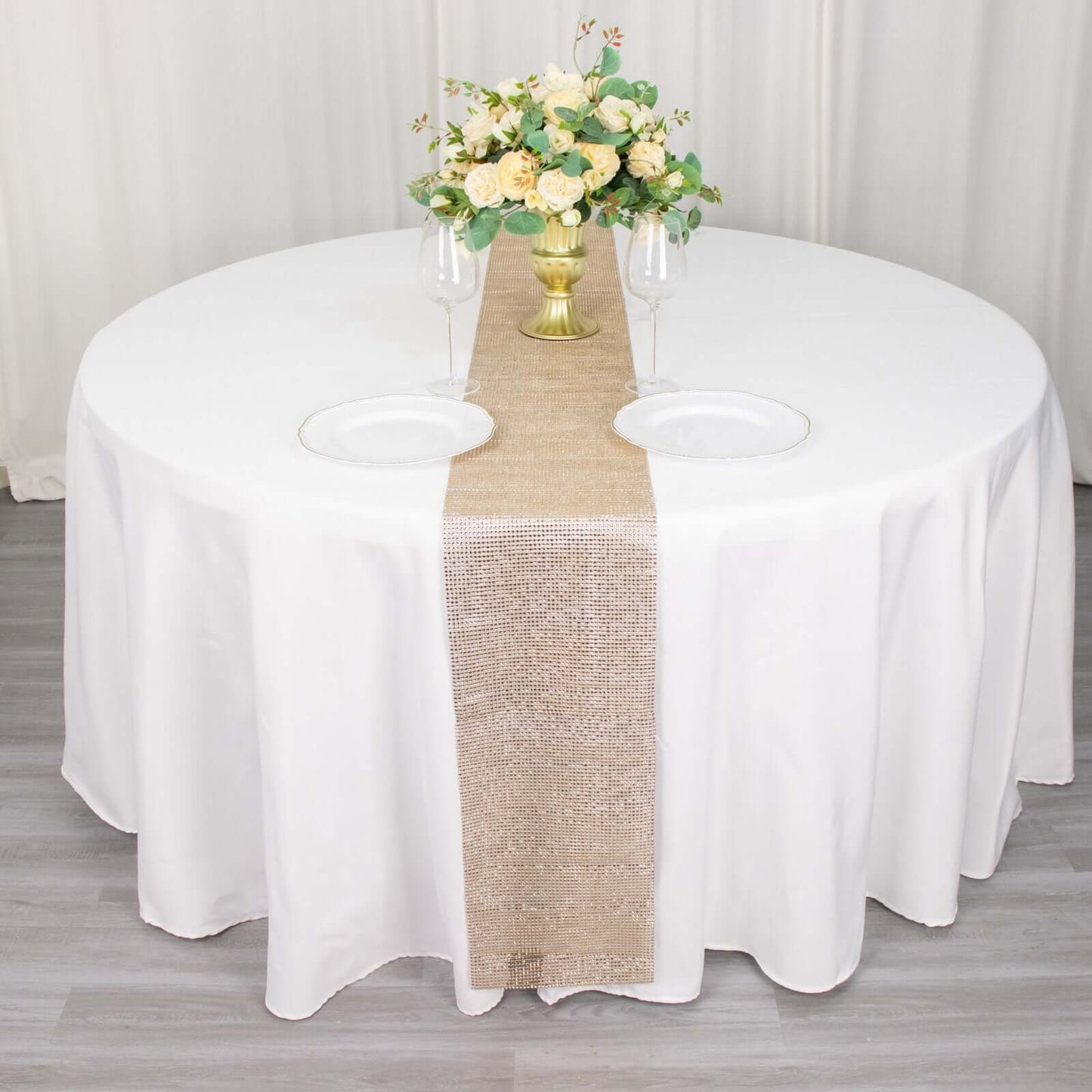 Crystal Rhinestone 10"x108" Table Runner Champagne - Chic Diamond Accent - Bell Racket Store