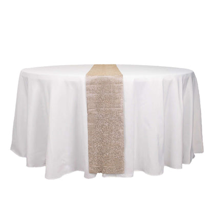 Crystal Rhinestone 10"x108" Table Runner Champagne - Chic Diamond Accent - Bell Racket Store