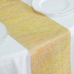 Crystal Rhinestone 10"x108" Table Runner Gold - Luxe Shiny Diamond Mesh Bling Table Runner Roll - Bell Racket Store