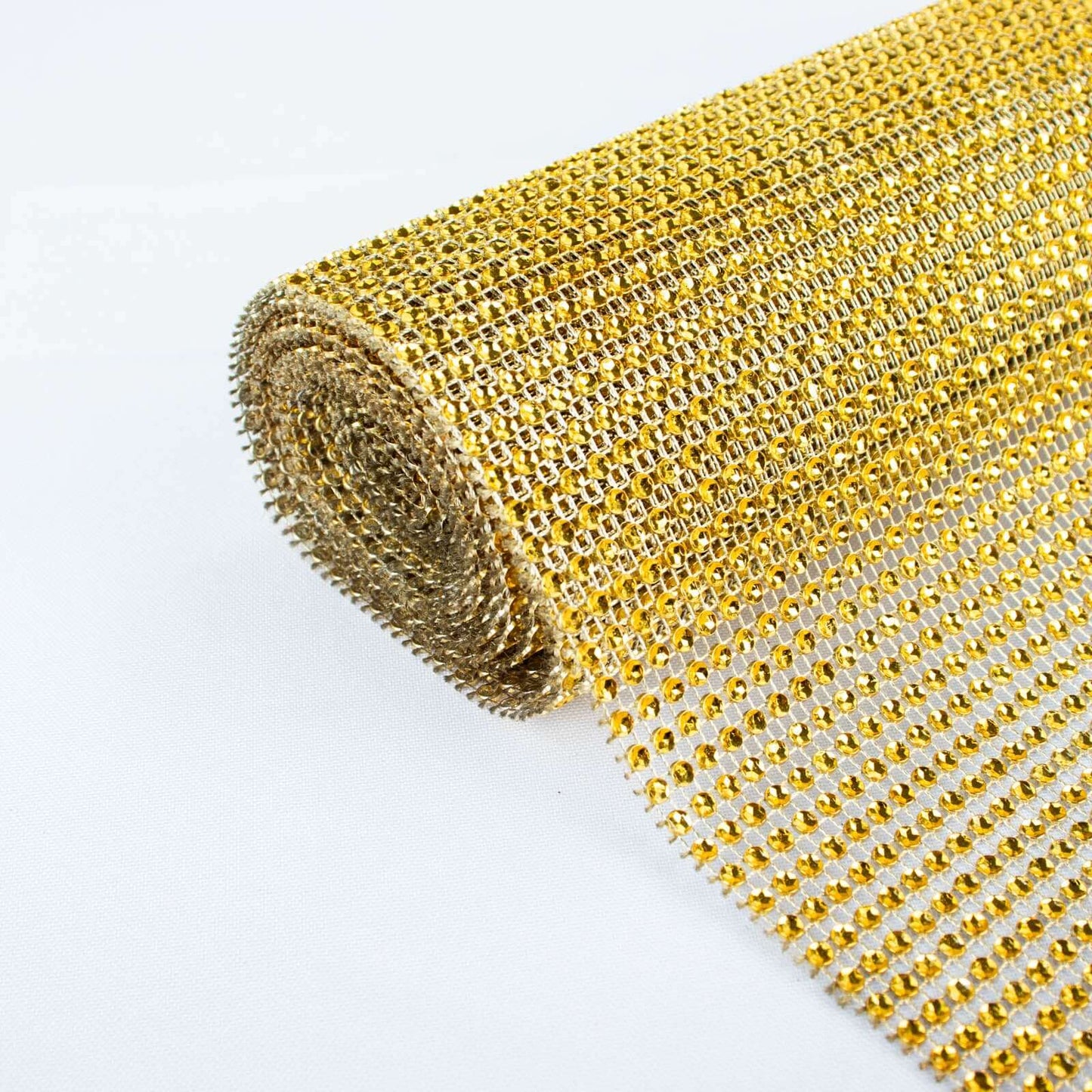 Crystal Rhinestone 10"x108" Table Runner Gold - Luxe Shiny Diamond Mesh Bling Table Runner Roll - Bell Racket Store