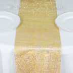 Crystal Rhinestone 10"x108" Table Runner Gold - Luxe Shiny Diamond Mesh Bling Table Runner Roll - Bell Racket Store