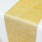 Crystal Rhinestone 10"x108" Table Runner Gold - Luxe Shiny Diamond Mesh Bling Table Runner Roll - Bell Racket Store