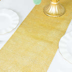 Crystal Rhinestone 10"x108" Table Runner Gold - Luxe Shiny Diamond Mesh Bling Table Runner Roll - Bell Racket Store