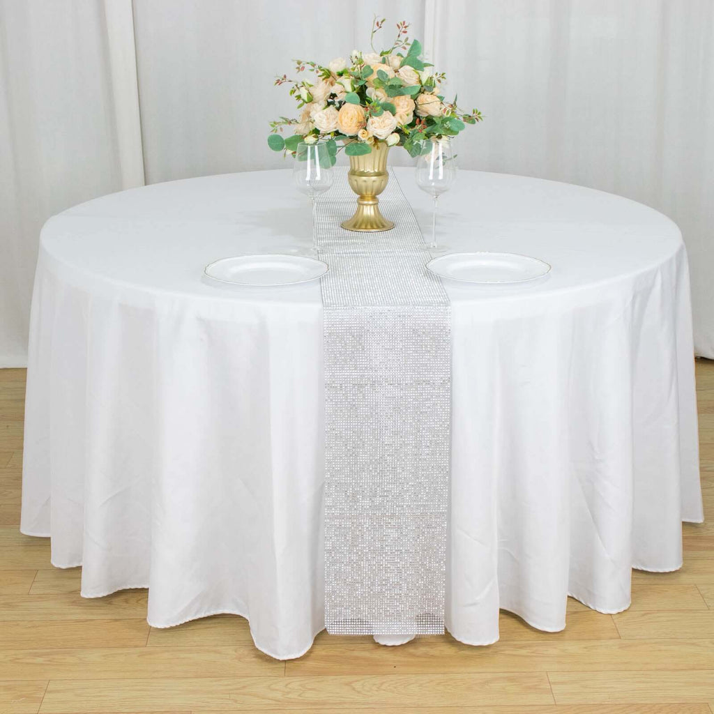 Crystal Rhinestone 10"x108" Table Runner Silver - Chic Diamond Accent - Bell Racket Store