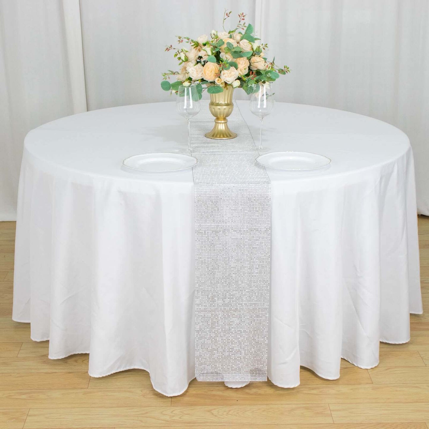 Crystal Rhinestone 10"x108" Table Runner Silver - Chic Diamond Accent - Bell Racket Store