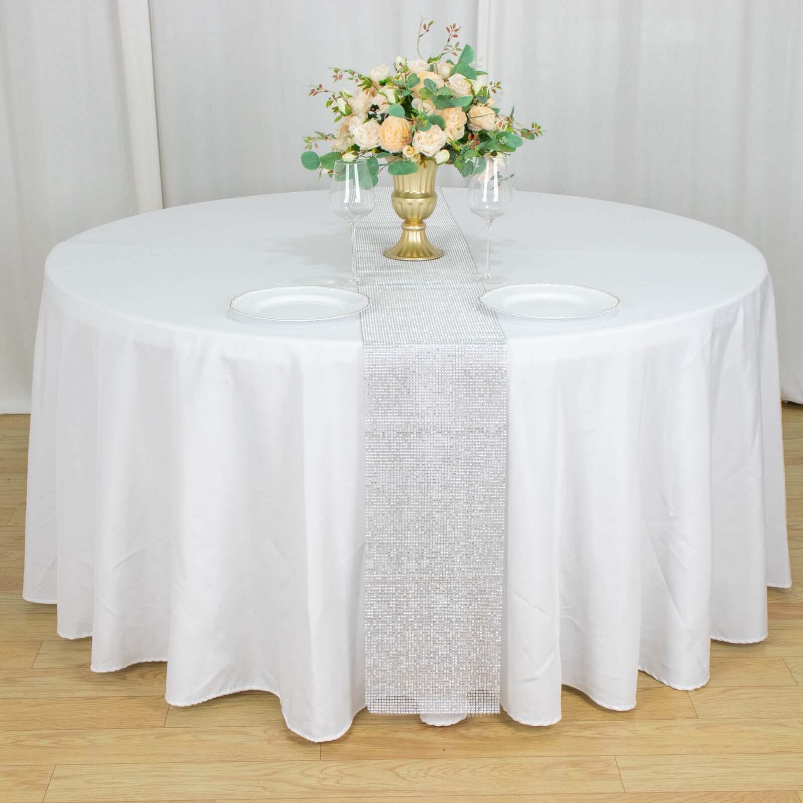 Crystal Rhinestone 10"x108" Table Runner Silver - Chic Diamond Accent - Bell Racket Store