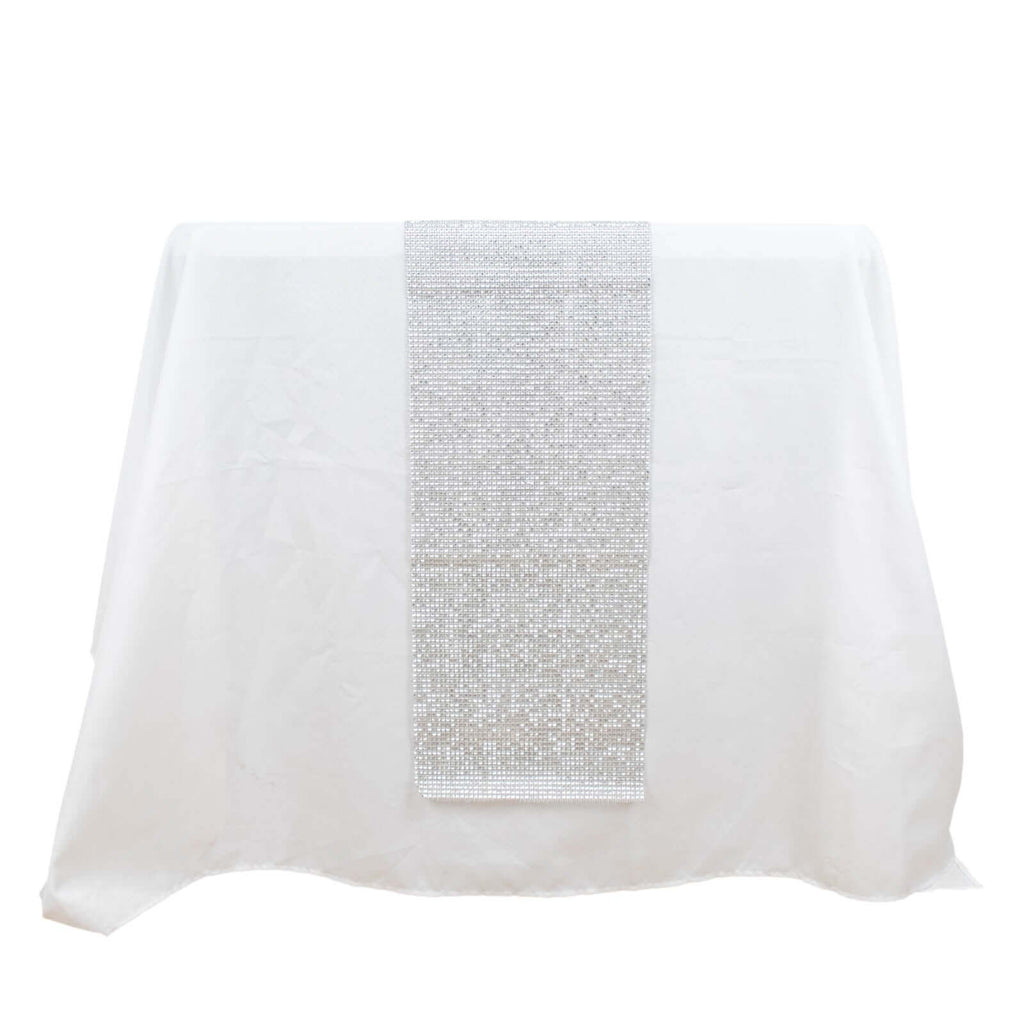 Crystal Rhinestone 10"x108" Table Runner Silver - Chic Diamond Accent - Bell Racket Store