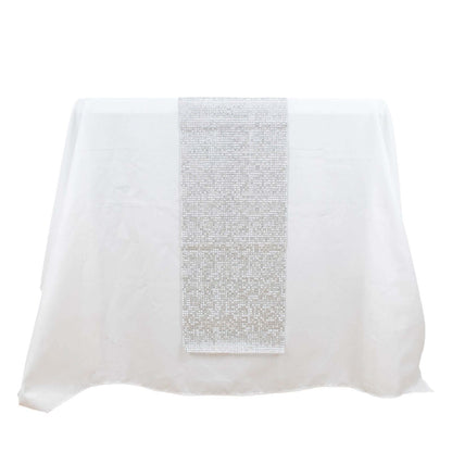 Crystal Rhinestone 10"x108" Table Runner Silver - Chic Diamond Accent - Bell Racket Store