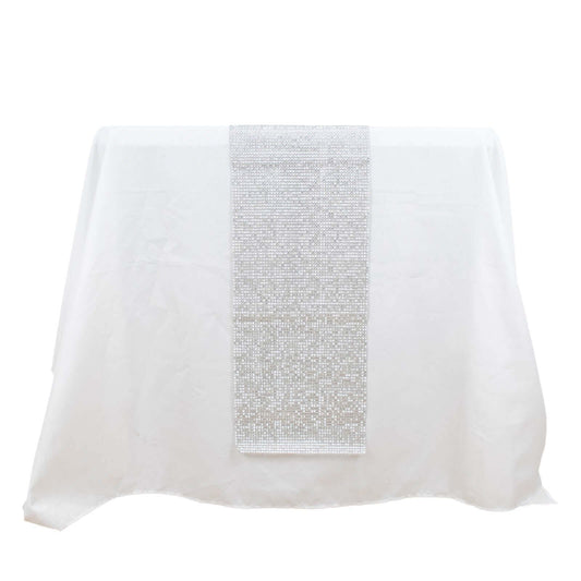 Crystal Rhinestone 10"x108" Table Runner Silver - Chic Diamond Accent - Bell Racket Store