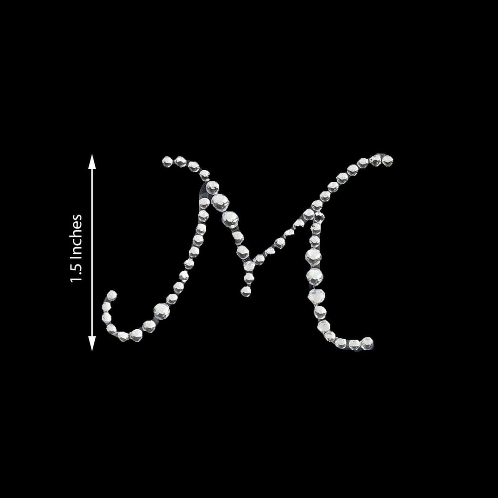 12 Pack 1.5" Clear Rhinestone Monogram Letter Jewel Sticker Self Adhesive DIY Diamond Decor - M