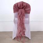 Chiffon Chair Sash with Curly Design Mauve Cinnamon Rose - Stylish Chair Decorations