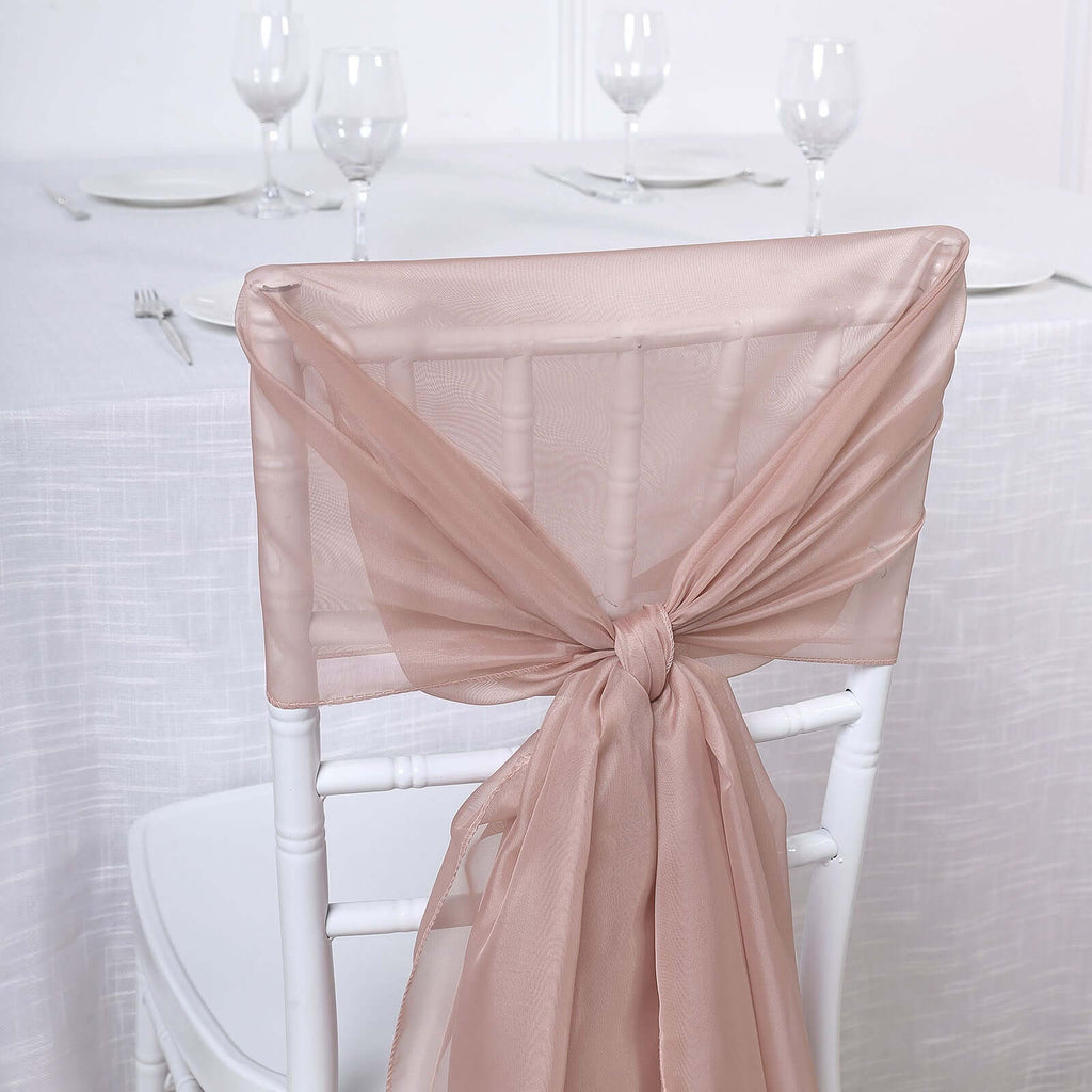 5 Pack Chiffon Chair Sashes Dusty Rose - Soft & Lightweight Designer Chair Bows 22"x78"