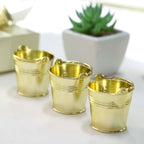 12 Pack 2" Gold Mini Planter Treat Party Favor Boxes, Small Pail Bucket Candy Container Gift Boxes
