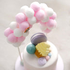 Cotton Ball Arch Cake Topper Pink/White - Charming Mini Cake Decoration Supplies for Nautical Sky & Baby-Themed Events 6"x11"