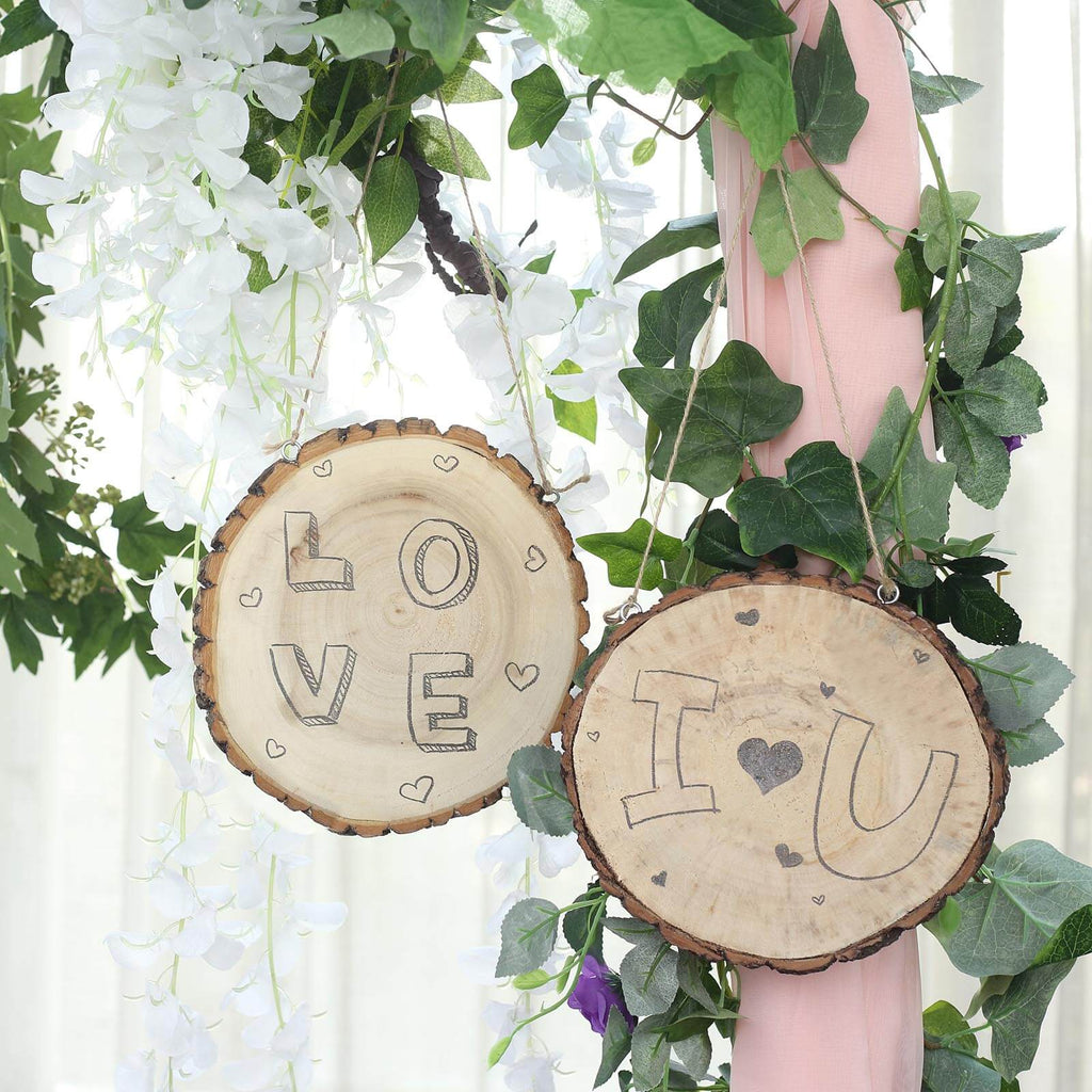 2 Pack 8" Dia Natural Blank Hanging DIY Wood Sign, Round Wood Plaques