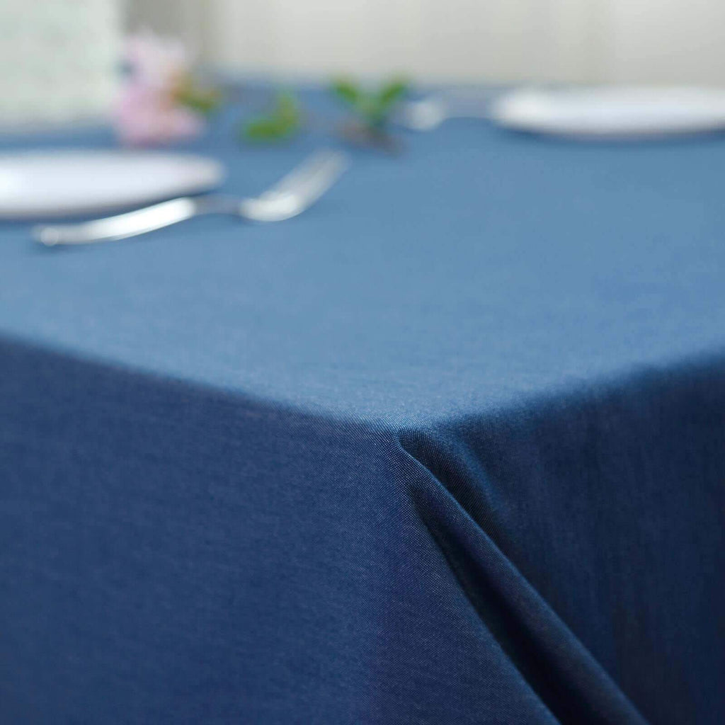 Polyester 90"x132" Rectangle Tablecloth Dark Denim Blue - Seamless Faux Denim Design for Classy Celebrations
