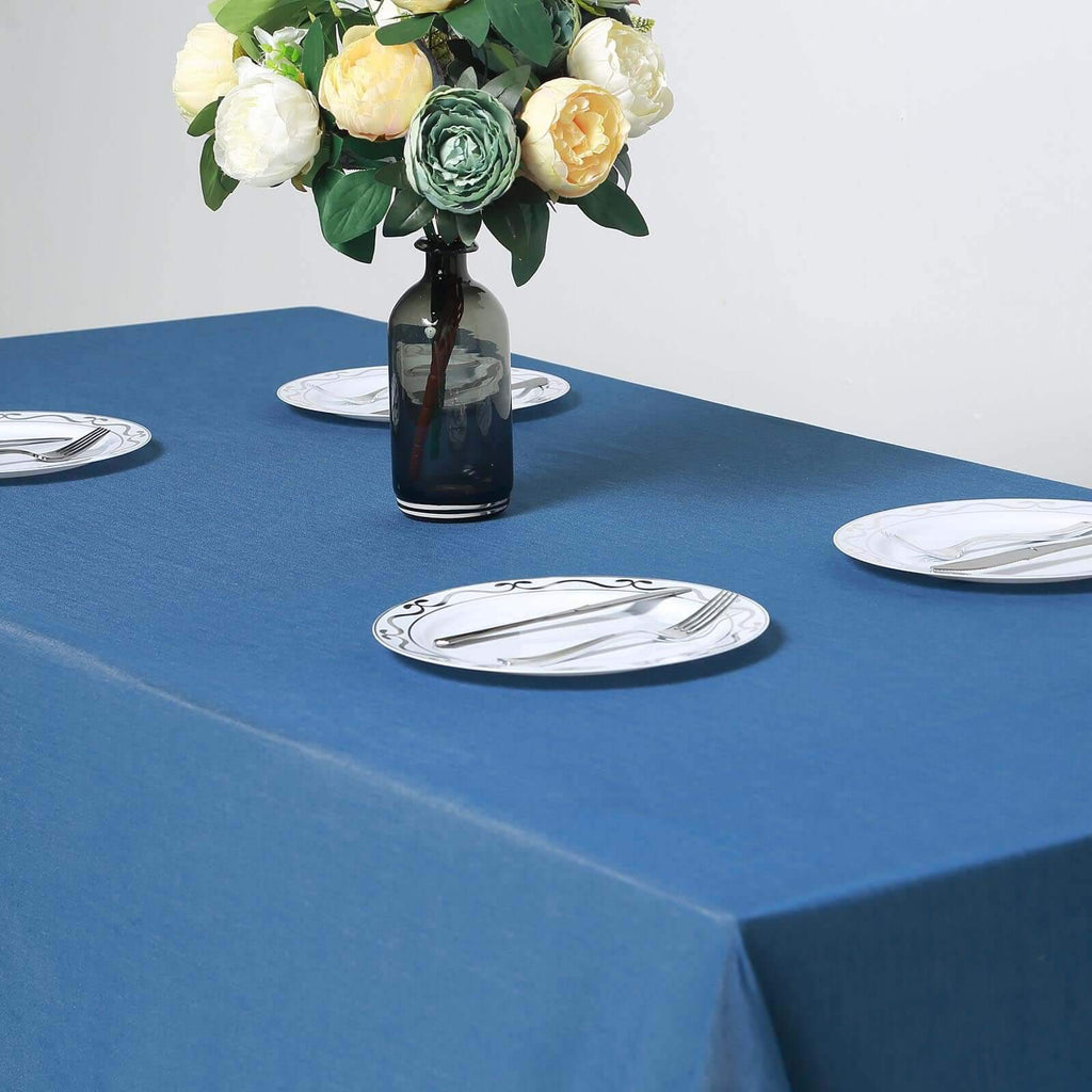Polyester 90"x132" Rectangle Tablecloth Dark Denim Blue - Seamless Faux Denim Design for Classy Celebrations