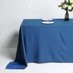 Polyester 90"x132" Rectangle Tablecloth Dark Denim Blue - Seamless Faux Denim Design for Classy Celebrations