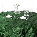 Taffeta 120" Round Tablecloth Green | 3D Leaf Petal Design Seamless Table Cover