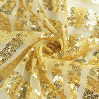 Sequin 120" Round Tablecloth Gold - Seamless Diamond Glitz Design for Glamorous Gatherings